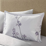 Comfort Spaces Bed in A Bag - Trendy Casual Design Cozy Comforter with Complete Sheet Set with Side Pocket, All Season Cover, Matching Shams Twin XL(66 in x 90 in), Kate, Grey/Purple 6 Piece Comfort Spaces