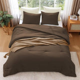 WRENSONGE King Size Comforter Set- 7 Pieces Soft Chocolate Brown Bed in a Bag King with Fitted Sheet, Flat Sheet, 2 Pillow Shams, and 2 Pillowcases-Warm King Bedding Set for All Season WRENSONGE