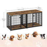 YATINEY Foldable Dog Crate Furniture for 2 Dogs, 63'' Double Dog Kennel Indoor with Removable Divider, Heavy Duty Dog Cage, for Small/Medium/Large Dog, TV Stand, Rustic Brown DC160BR YATINEY