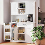 Gizoon Kitchen Hutch with Storage Kitchen Pantry Cabinet with Doors and Shelves Coffee Bar Cabinet with Storage Farmhouse Pantry for Dining Room and Craft Room, White Gizoon