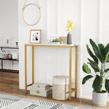 HollyHOME Narrow Hallway Table, 29.5" Small Console Stand, Slim Entryway Table, Sofa Desk, for Hallway, Bedroom, Living Room, Foyer, Marble Texture HollyHOME