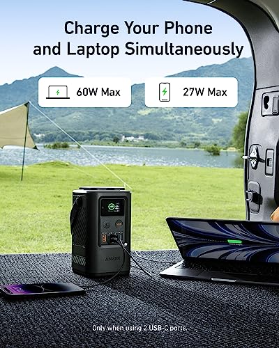 Anker Power Bank Power Station 60,000mAh,Portable Outdoor Generator 87W with Smart Digital Display, Retractable Auto Lighting and SOS Mode, Home Backup(PowerCore Reserve 192Wh) for Travel, Ca - WoodArtSupply