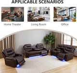 Trygoal Power Recliner Chair, Leather Recliners with Home Theater Seating, Oversized Single Electric Recliner Sofa Breathable Living Room Chairs for Adults Reading Gaming, Brown