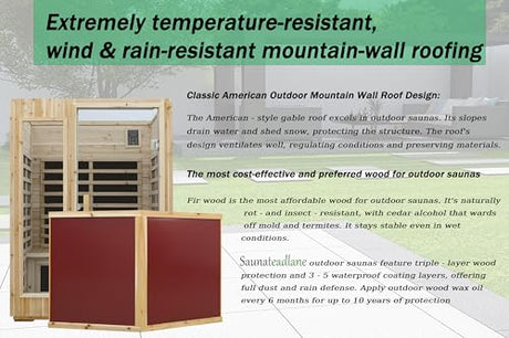 LTCCDSS Low EMF Outdoor Sauna 2 Person, Far Infrared Sauna Room for Home, Soft Fir Wood, Chromotherapys | Bluetooth Speakers | 47.2 * 81.1 * 37.0 in LTCCDSS