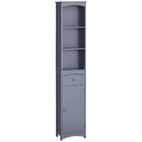 HOMCOM Bathroom Storage Cabinet, Free Standing Bathroom Storage Unit, Tall Linen Tower with 3-Tier Shelves and Drawer, Grey HOMCOM