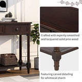 Bellemave Console Table with Drawers, Retro Entryway Table with 2 Drawers and Open Storage Shelf, Narrow Long Sofa Table, Behind Couch Table for Living Room, Foyer and Hallway,Espresso Bellemave
