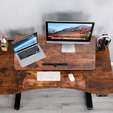 Standing Desk Converter 37 Inch – Easy Assembly Height Adjustable Sit Stand Desktop Riser with GasSpring Lift, Duals Monitor Laptop Workstation and Spacious Keyboard Tray, Ergonomic Converter (Brown) Generic