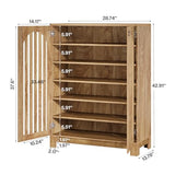 Tribesigns Shoe Cabinet with Slatted Doors, 6-Tier Entryway Shoe Storage Rack Organizer with Adjustable Shelves for Living Room, Bedroom, Oak Tribesigns