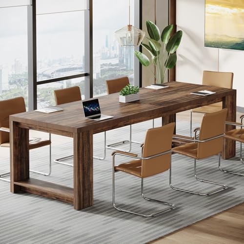 Tribesigns 7 ft Conference Table for 6 to 8 People, Modern Rectangle Meeting Room Desk for Boardroom, Home Office (Dark Brown) Tribesigns