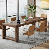 Tribesigns 7 ft Conference Table for 6 to 8 People, Modern Rectangle Meeting Room Desk for Boardroom, Home Office (Dark Brown) Tribesigns