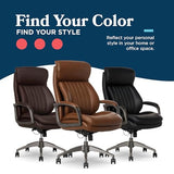 La-Z-Boy Nova Executive Office Chair, Patented AIR Ergonomic Support Technology, High-Back Premium Comfort & Support, Cognac Brown Vegan PU Leather La-Z-Boy