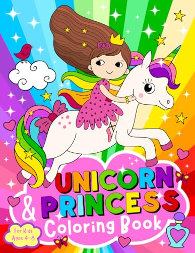 Unicorn and Princess Coloring Book: For Kids ages 4-8 (US Edition) (Silly Bear Coloring Books) WoodArtSupply