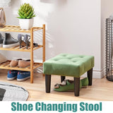 viewcare Ottoman Foot Stool, Green Small Ottoman footrest, Velvet Soft Footrest Ottoman with Wood Legs, Sofa Footrest Extra Seating for Living Room Entryway Office viewcare