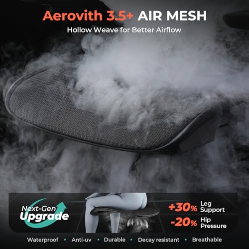 CAPOT Ergonomic Mesh Office Chair, Adjustable Lumbar High Back Desk Chair 400lbs, 4D Flip-up Arms, 3-Level Tilt Backrest, 3D Headrest, PU Wheels, Swivel Rolling Computer Seating for Long Desk Work CAPOT