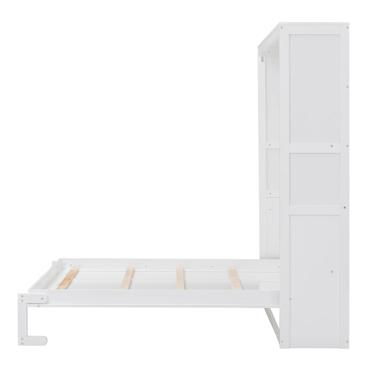 Merax Full Size Murphy Bed, Wood Full Murphy Cabinet Bed with Shelves, for Home Office or Small Room, White Merax
