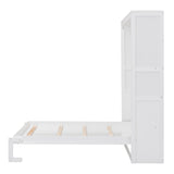 Merax Full Size Murphy Bed, Wood Full Murphy Cabinet Bed with Shelves, for Home Office or Small Room, White Merax