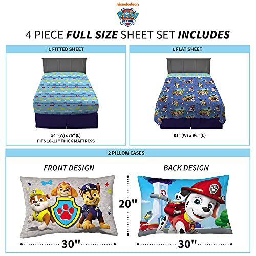 Franco Kids Bedding Super Soft Microfiber Sheet Set, Full, Paw Patrol Franco
