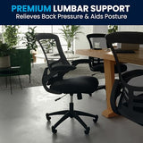 Flash Furniture Kelista Mid-Back Swivel Office Chair with Adjustable Seat Height, Ergonomic Mesh Desk Chair with Flip-Up Armrests, Black Flash Furniture