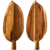 Youeon 2 Pcs Acacia Wood Serving Platters, 13" x 5.5" Leaf Shaped Food Serving Trays for Entertaining, Small Cheese Platter Board for Fruit, Charcuterie, Dessert, Appetizer Youeon