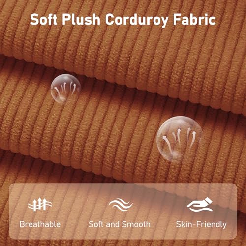 Furnimart Futon Sofa Bed, 66" Corduroy Convertible Futon Couch with 3-Position Adjustable Backrest, Solid Wood Frame Sleeper Sofa for Small Space, Living Room, Apartment, Office, Brown Furnimart