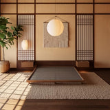 homary Japanese Style Queen Floor Bed Frame, 6.3" Low Profile Tatami Platform Bed with Carbon Steel Slats & Wood-Finished Metal Frame, No Box Spring Needed, Fits Queen Mattress 60" W x 80" L homary