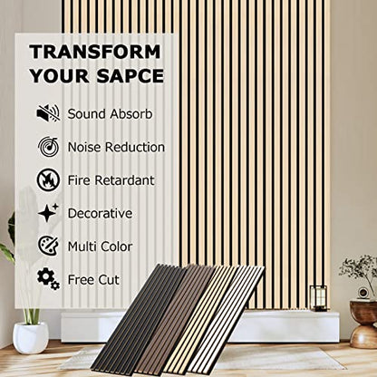 BUBOS Acoustic Wood Wall Panels,Decorative Sound Proof Panels for Walls and Ceiling,Acoustic Panels for Interior Design,3D Slat Wood Wall Panels - WoodArtSupply