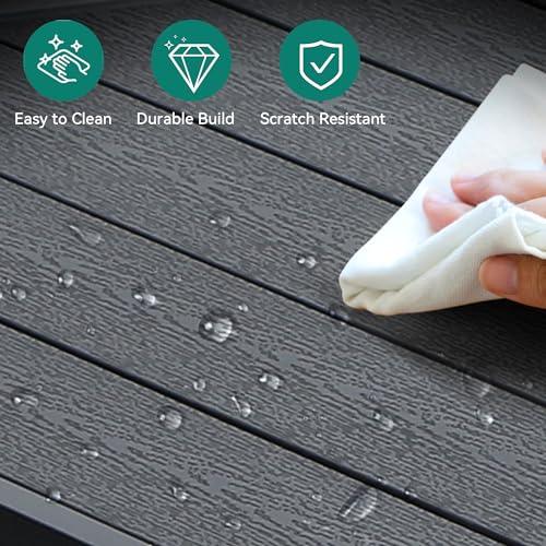 YITAHOME Aluminum Patio Dining Table for 6, 55" Outdoor Dining Table, E-coated Rectangular Patio Table for Backyard Garden Lawn, Black YITAHOME