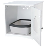 TRIXIE Litter Box Enclosure, Hidden Kitty Litter Box Cabinet, Furniture Style, White,(19.84 LBS) TRIXIE