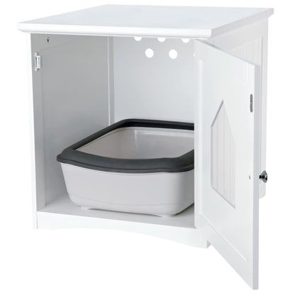 TRIXIE Litter Box Enclosure, Hidden Kitty Litter Box Cabinet, Furniture Style, White,(19.84 LBS) - WoodArtSupply