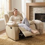 Trygoal Manual Recliner Chair, Nursery Rocking Chair, Leather Recliner Chair for Adults, Lazy Boy, Gaming Recliner wih Overstuffed Arms, Suitable for Home Theater, Living Room, Bedroom, Beige