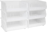 Akro-Mils 30250 AkroBins Plastic Storage Bins, Space-Saving Stackable Bins for Garage, Pantry, Craft Organization, 15" x 16" x 7", Clear, 6-Pack Akro-Mils