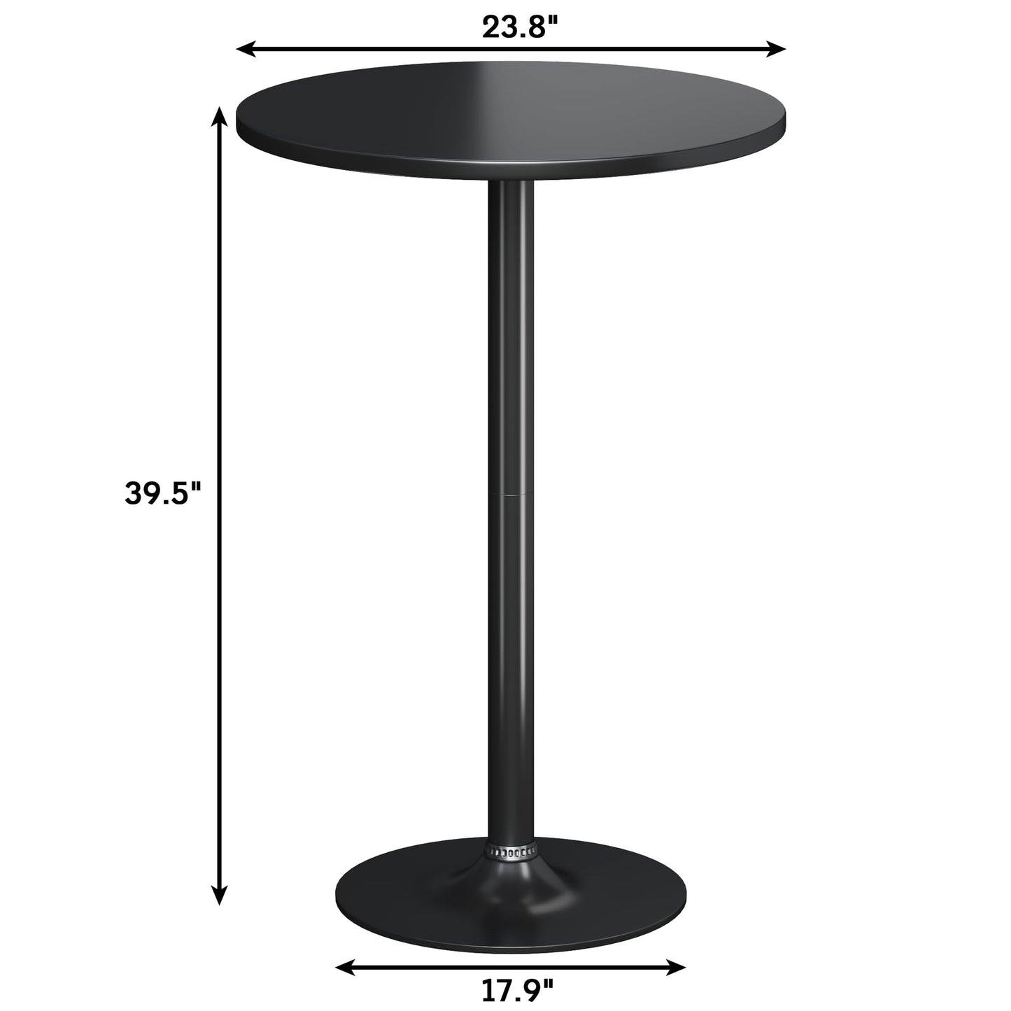 Flamaker Modern Black Round Bistro Pub Table - Stylish Metal Base with MDF Top for Dining and Entertaining