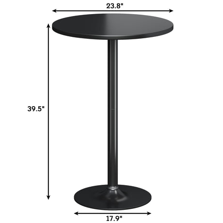 Flamaker Modern Black Round Bistro Pub Table - Stylish Metal Base with MDF Top for Dining and Entertaining Flamaker