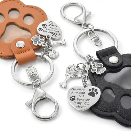 PowViux Dog Memorial Gifts for Loss of Dog – 6 PCS Pet Keepsake Keychain Set with Fur Capsule, Engraved Quotes & Gift Box – Sympathy Gift for Pet Loss, In Memory of a Beloved Pet PowViux