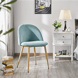 Yaheetech Dining Chairs Modern Kitchen Chairs Velvet Chairs Set of 2 Upholstered Chairs with Backrest Wooden Style Metal Legs for Dining Room Living Room Restaurant Cafe, Aqua Yaheetech