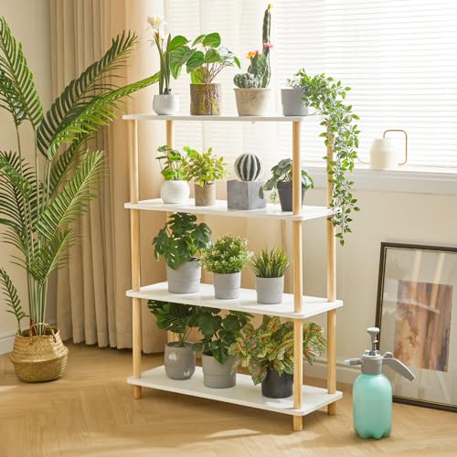 IBUYKE Modern 4-Tier White Wooden Open Bookcase - Versatile Storage & Display Unit for Home and Office IBUYKE