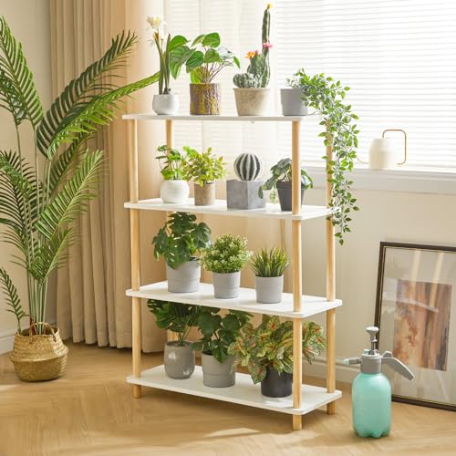 IBUYKE Modern 4-Tier White Wooden Open Bookcase - Versatile Storage & Display Unit for Home and Office - WoodArtSupply