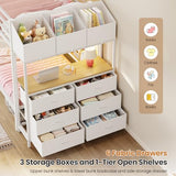 DICTAC Twin Over Twin Bunk Bed with 6 Storage Drawers,Led Lights and Charging Station Metal Bunk Beds with Side Bookcase,3 Storage Boxes &Shelf,L-Shaped bunk Bed with Safety Guardrail and Ladder,White DICTAC