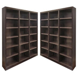 Home Square 84" Triple Wide Wood Bookcase in Chocolate - Set of 2 Home Square