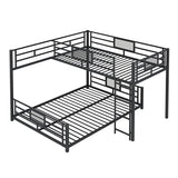 Merax L-Shaped Metal Twin Over Full Size Bunk Bed, with Staircase, Loft Platform Save Space No Box Spring Required, Black Merax