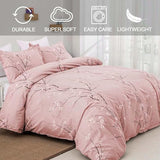 WONGS BEDDING Pink Floral Duvet Cover Set Twin,Reversible Flower Bedding Set with 1 Pillowcase, Pink Plum Flower Pattern Comforter Cover Set with Zipper Ties Soft Microfiber 68"x86"(Not Comforter) WONGS BEDDING