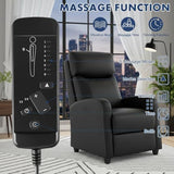 Simple Deluxe Massage Recliner Chair - Adjustable PU Leather Recliner, Luxe Reading Chair & Sofa Chair for Living Room Chairs or Bedroom Chair, Small Recliner for Home Theater, Black Simple Deluxe