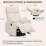 Beige Rocking Chair Nursery Recliners, Small Recliner Rocking Chair for Small Spaces, Manual Swivel Glider Recliner for Living Room Bedroom Office, Corduroy，Adjustable Backrest & Footrest (Beige)