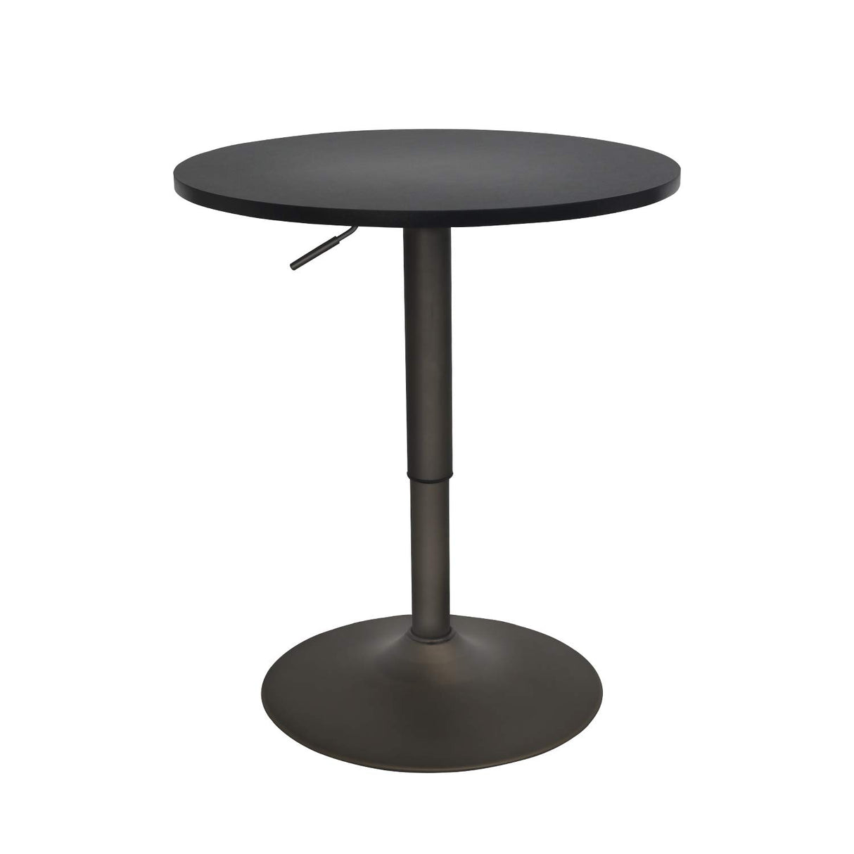 SOLIDEE 24-Inch Round Bar Table Adjustable Height and Wood Cocktail Pub Table MDF Top 360° Swivel Furniture, Black SOLIDEE