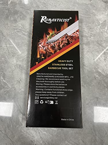 ROMANTICIST 28pc BBQ Accessories Set with Thermometer - The Very Best Grill Gift on Birthday Wedding - Heavy Duty Stainless Steel Grill Set in Case for Outdoor Cooking Camping Grilling Smoking ROMANTICIST