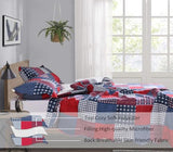 Jessy Home Plaid Quilt Set Twin Bedspread Coverlet Set Red Blue White Patchwork Twin Size Quilt Set Bedding Soft Lightweight Quilts Coverlet Country Reversible Quilt Bed Spread with 2 Pillow Shams Jessy Home