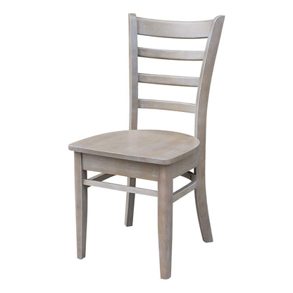 International Concepts Set of Two Emily Side Dining Chairs, Washed Gray Taupe - WoodArtSupply