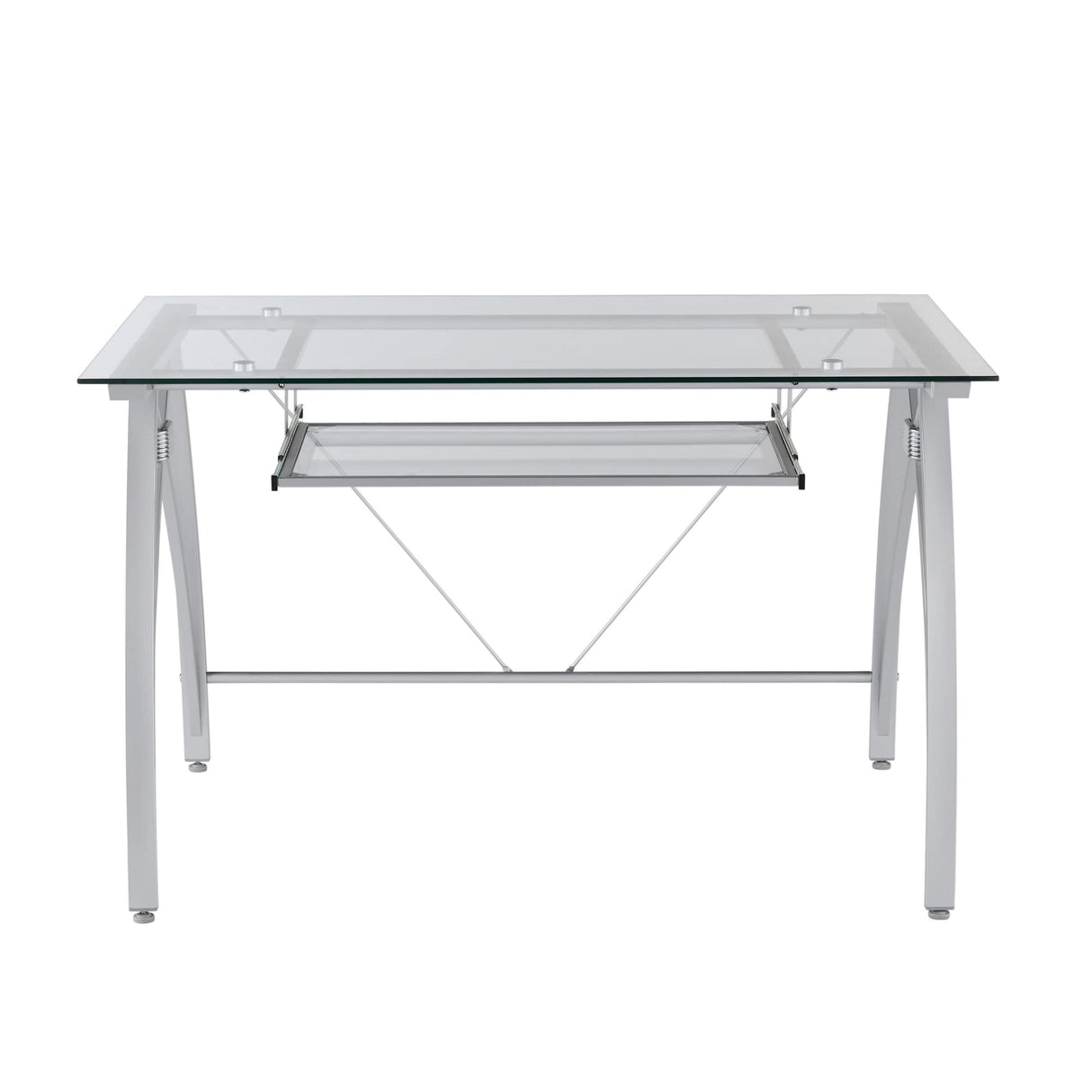 Realspace® Vista 48"W Glass Computer Desk, Silver Realspace
