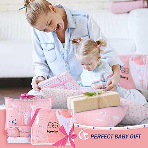 UOMNY Crib Bedding Set for Girls - Pink Baby Nursery Sets 3 Pieces Quilt Comforter Fitted Sheet Toddler Pillowcase Soft Star UOMNY