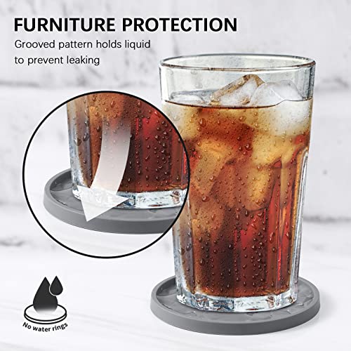 ME.FAN Silicone Coasters [6 Pack] Coasters with Holder - Drinking Coasters - Cup Mat for Drinks - Live for Hot or Cold Drink Thickened, Non-Slip, Non-stick, Deep Tray Black ME.FAN